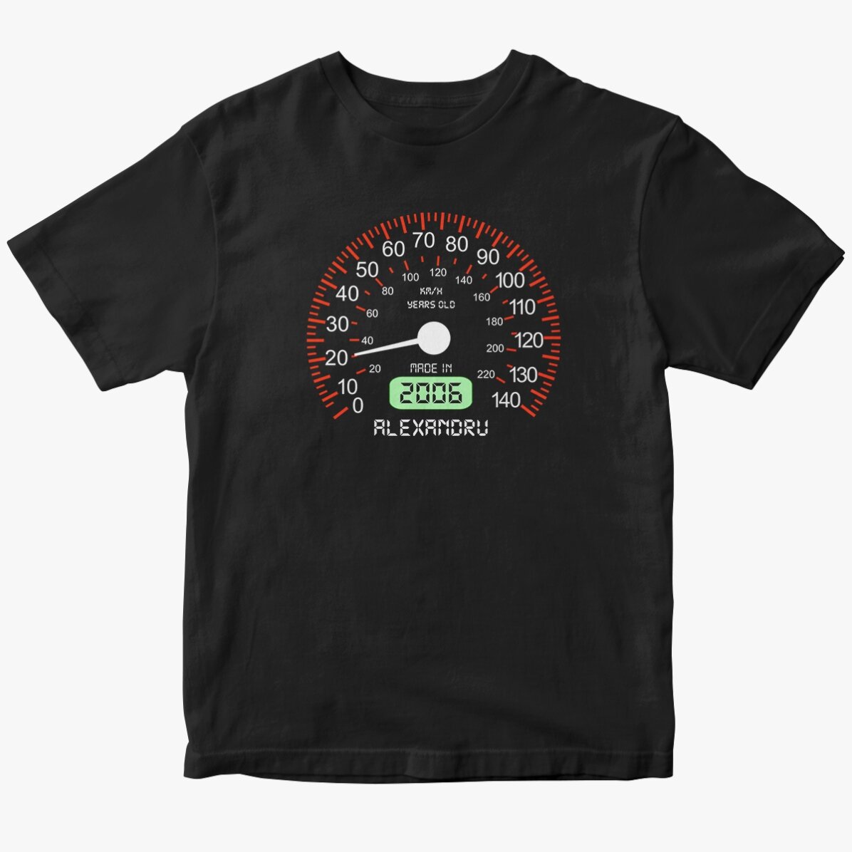 Camiseta de algodón personalizada con texto - Velocímetro