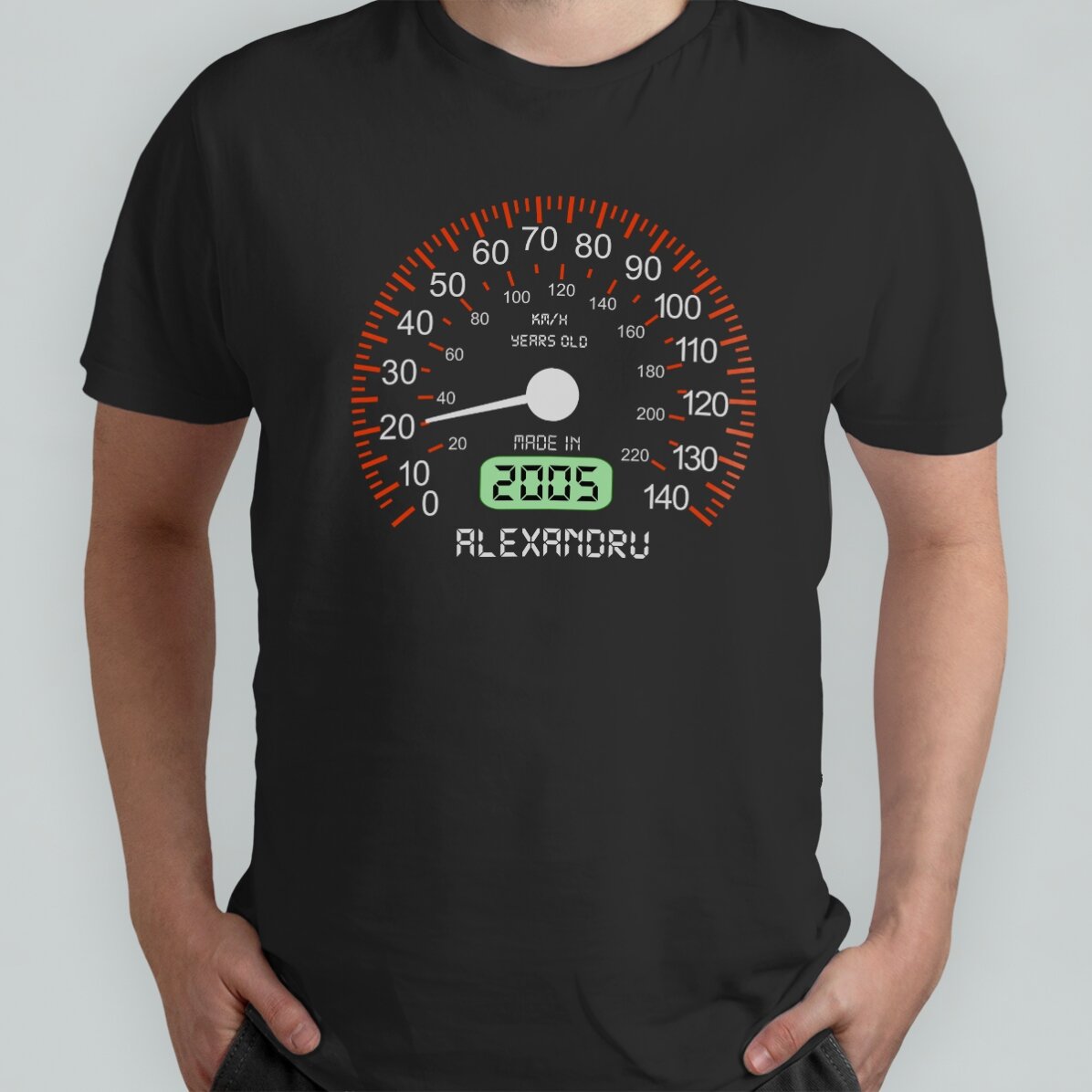 Camiseta de algodón personalizada con texto - Velocímetro