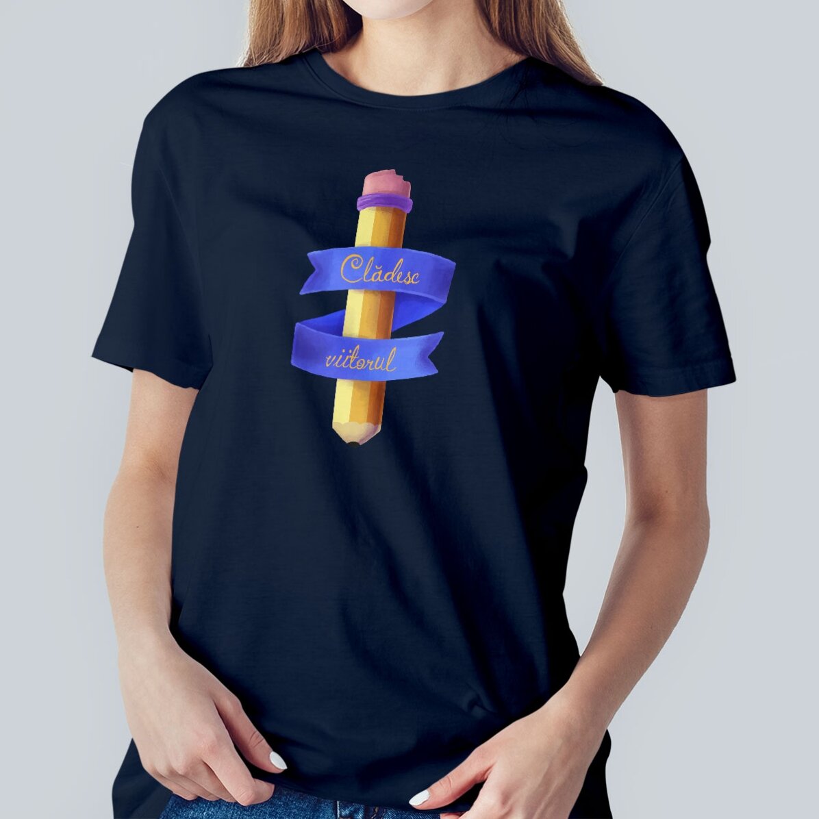 Camiseta de algodón personalizada con texto - Lápiz acuarelable