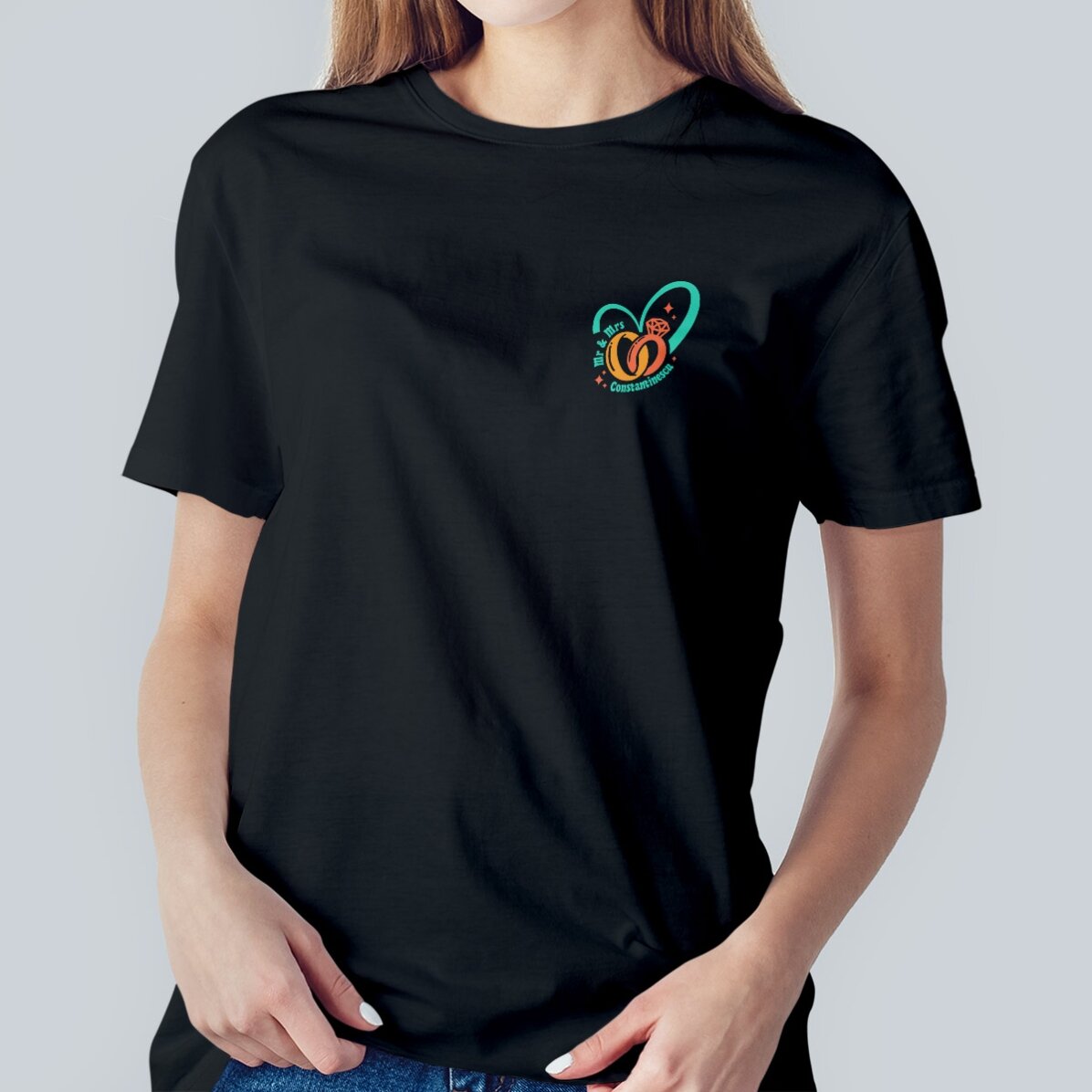 Camiseta de algodón personalizada con texto - Alianzas de boda