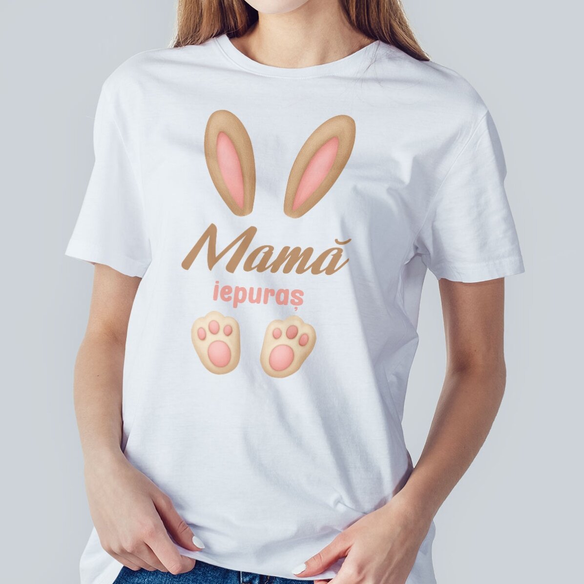 Camiseta de algodón personalizada para Pascua - Orejas de conejito