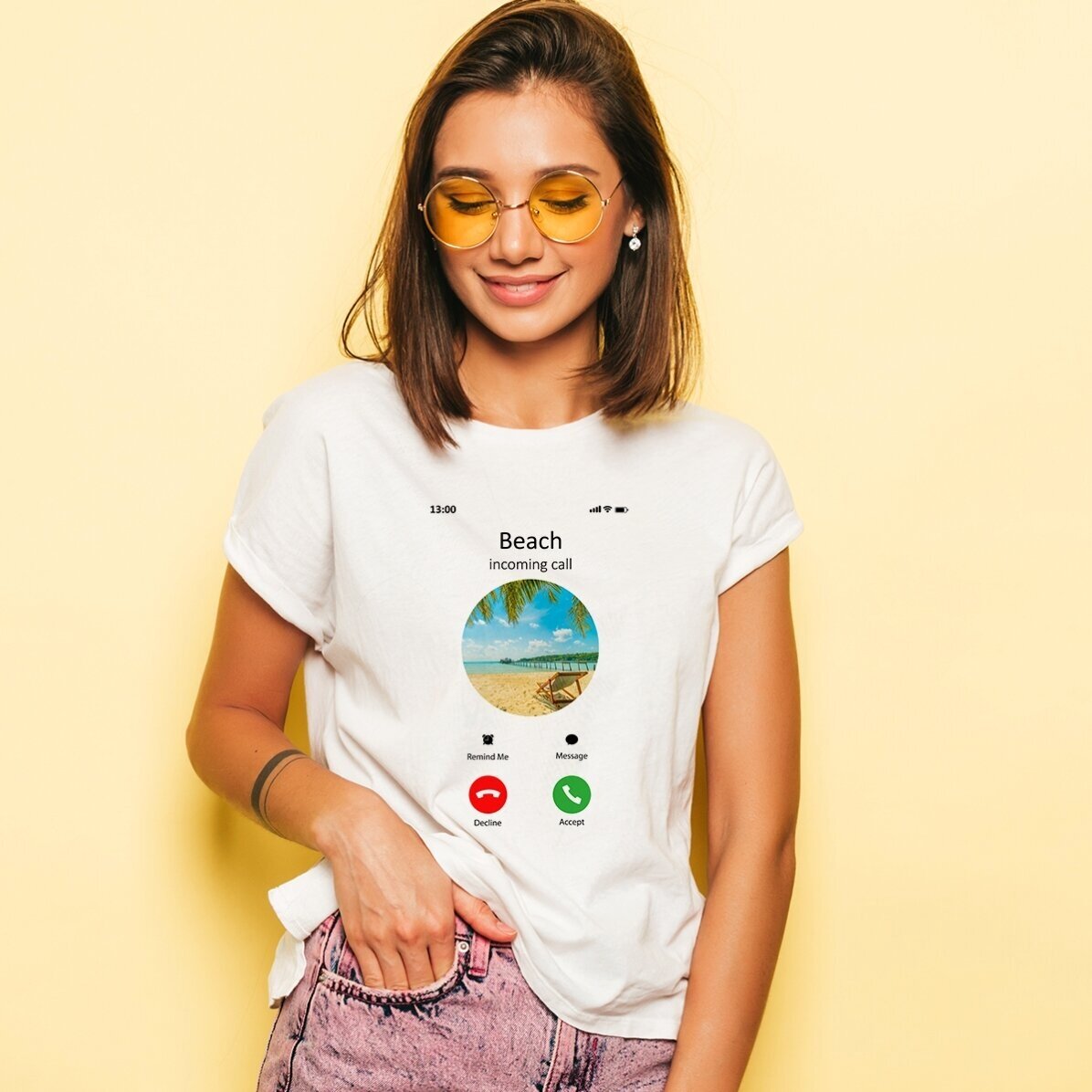 Camiseta personalizada con una foto y un texto - Llamada entrante