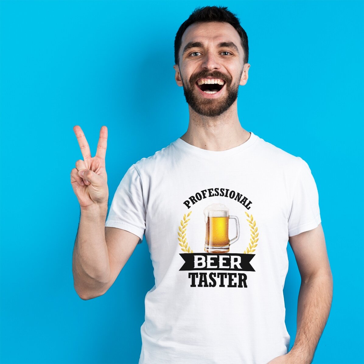 Camiseta de algodón personalizada con texto: «Cata de cerveza»