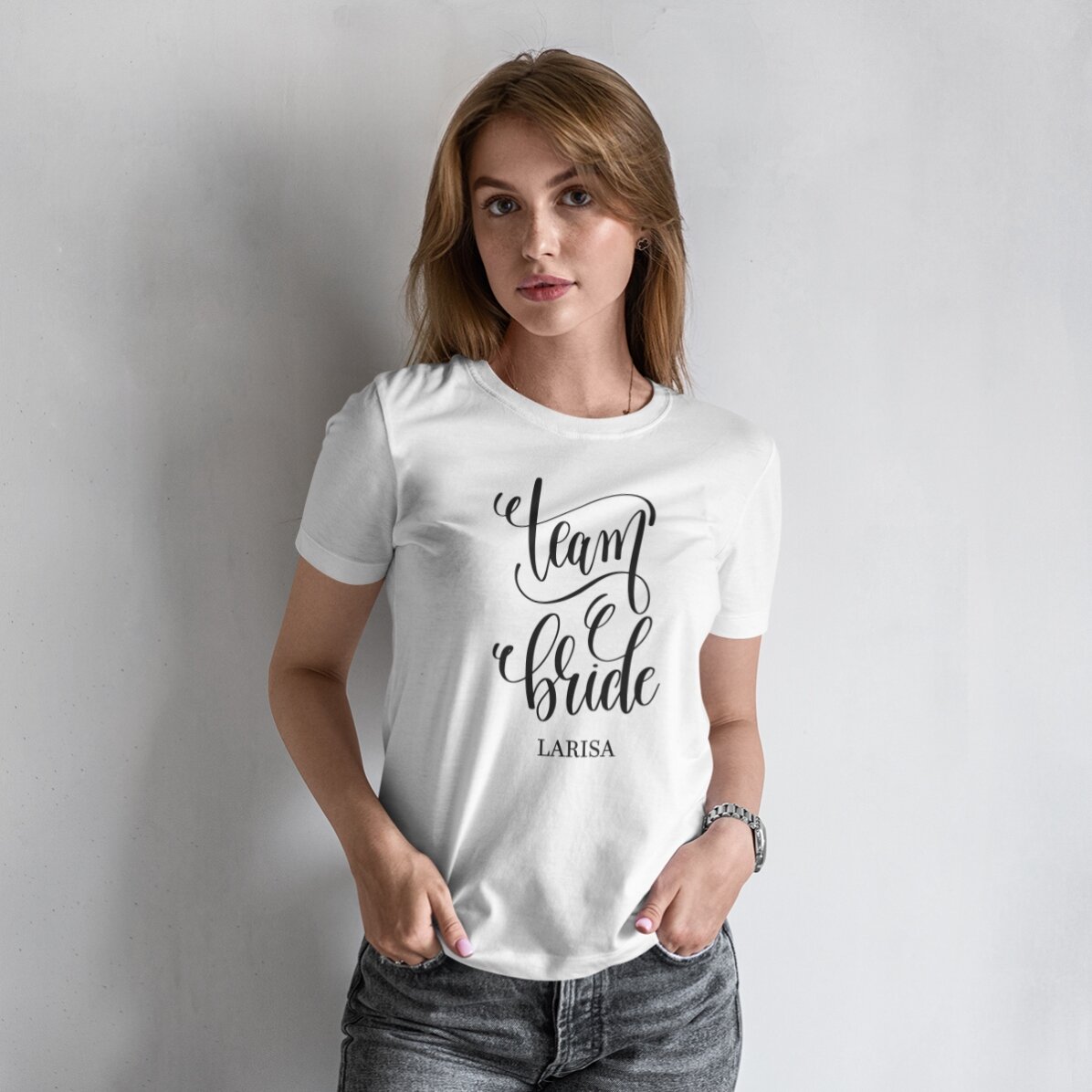 Camiseta personalizada con texto para solteras - Team Bride