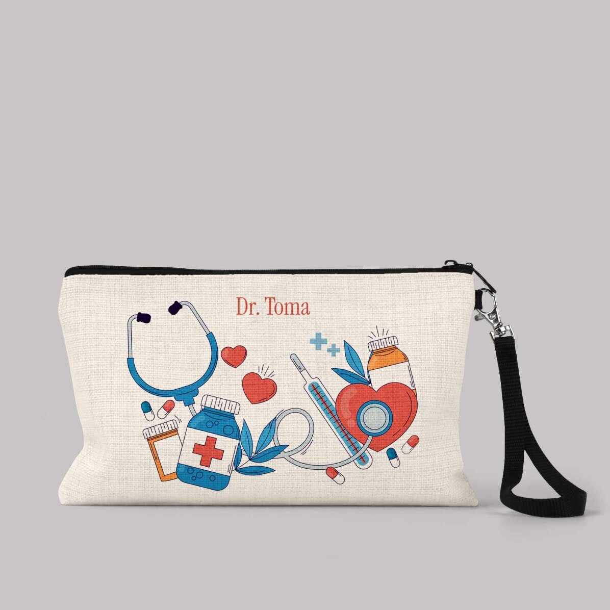 Estuche de accesorios personalizado con texto: «Doctor»