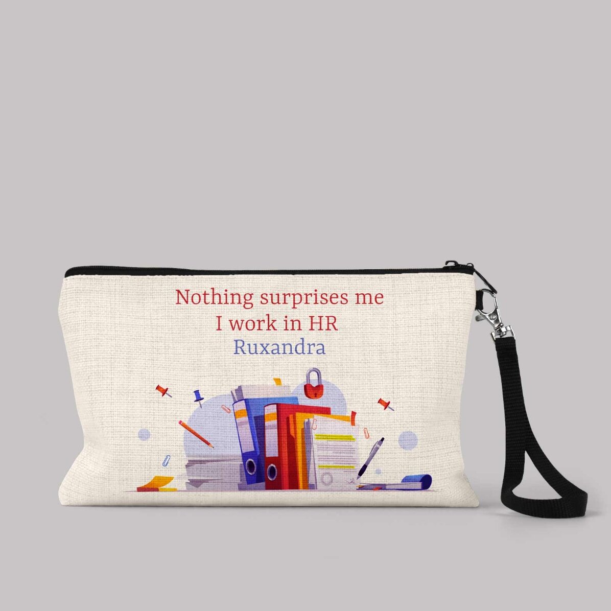 Estuche de accesorios personalizado con texto - HR