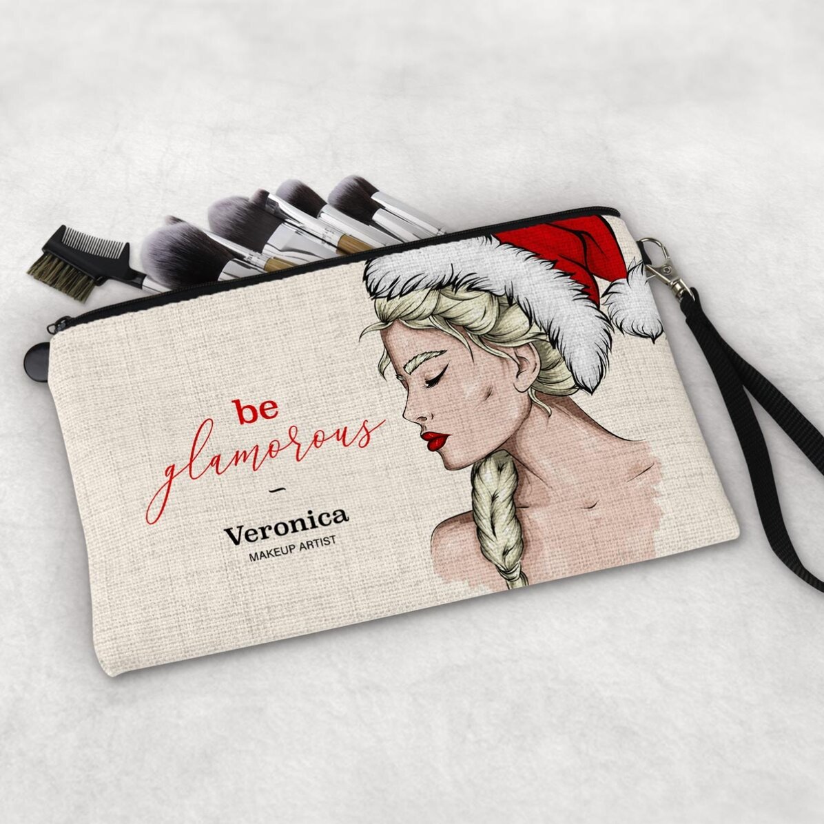 Set de maquillaje personalizado con el texto «Glamorous Christmas»