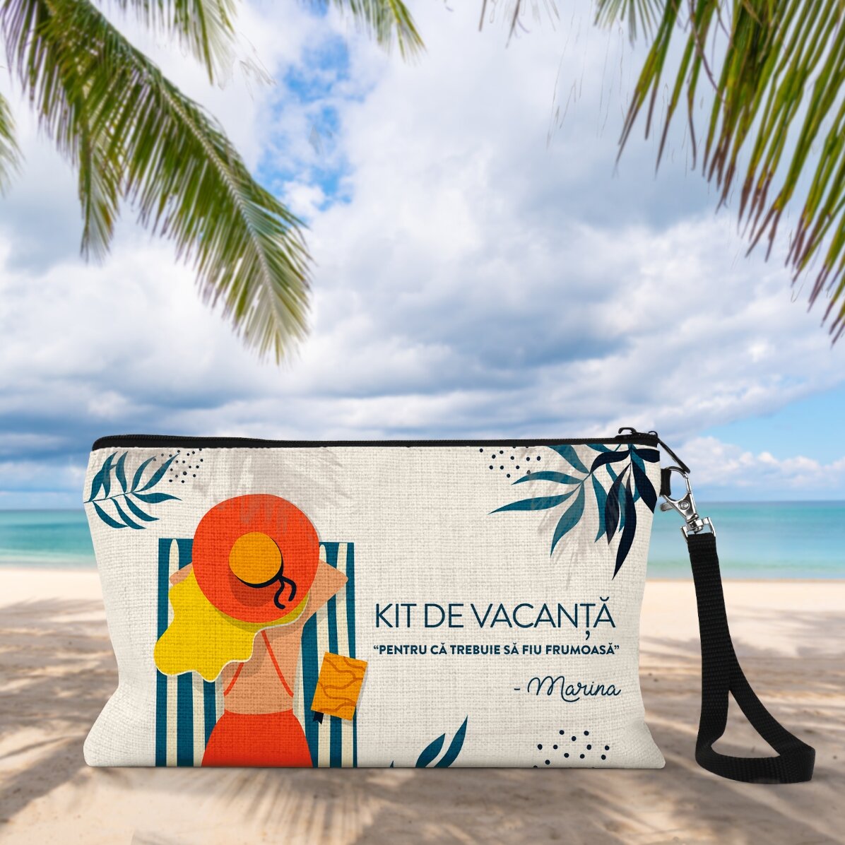Set de maquillaje personalizado con texto - Kit de vacaciones