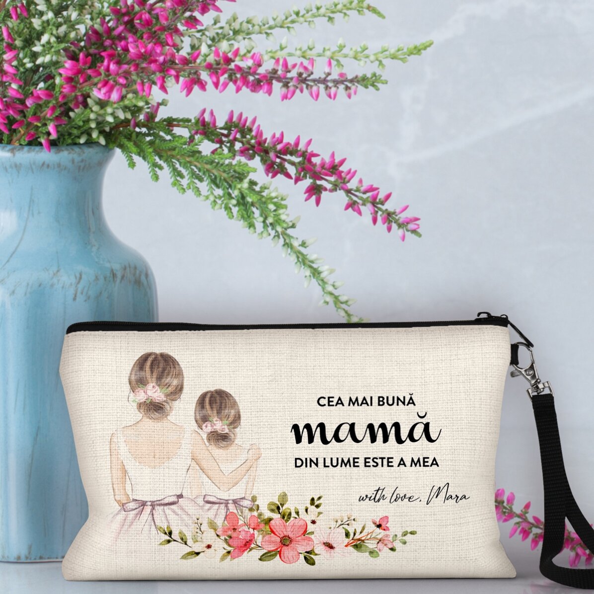 Estuche de maquillaje personalizado con la inscripción «Mamá»