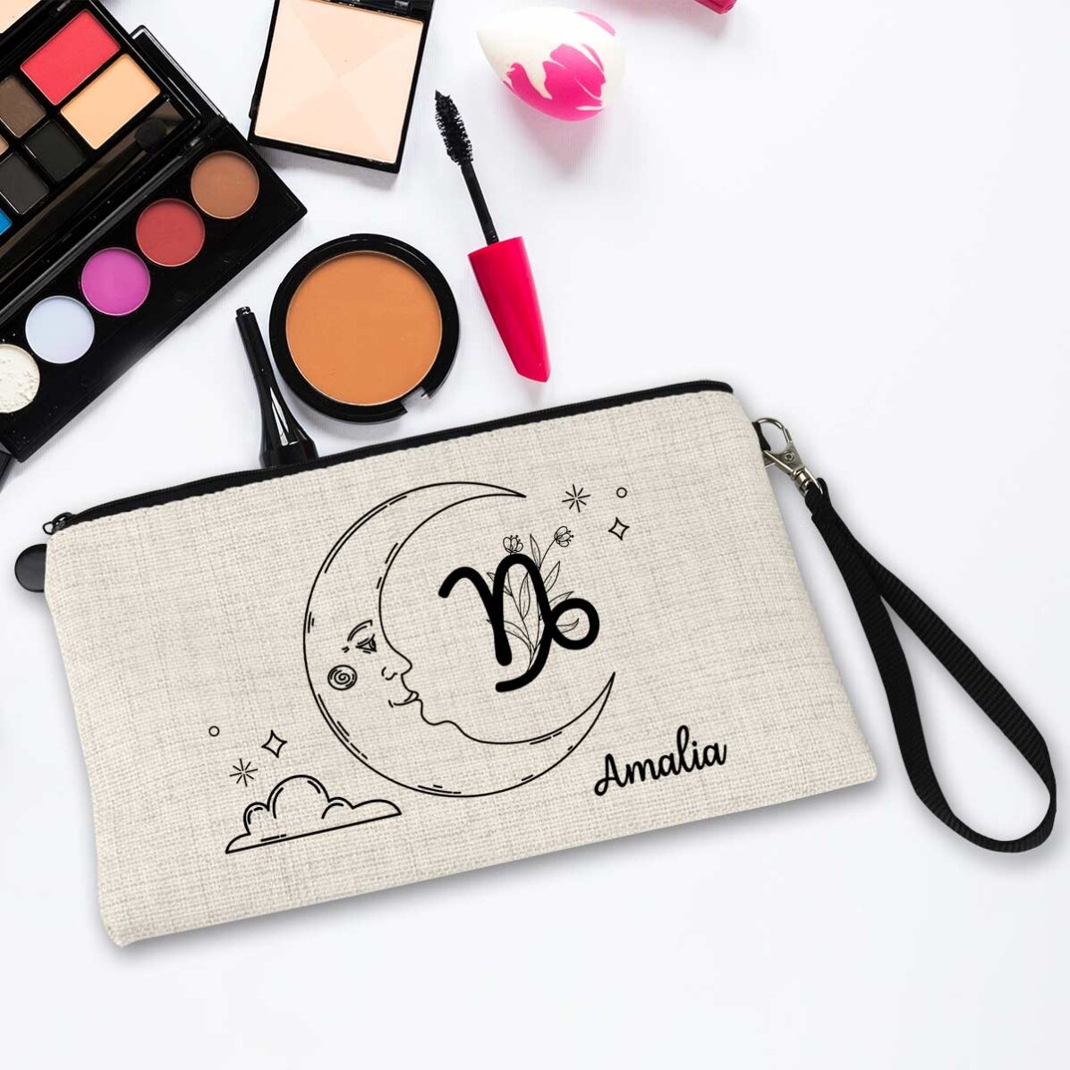 Set de maquillaje personalizado con texto: el signo de Capricornio