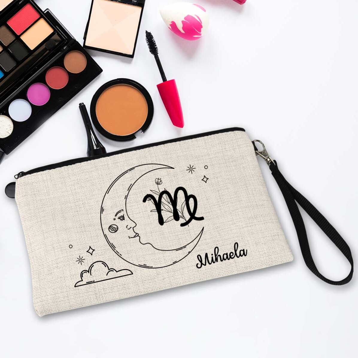 Set de maquillaje personalizado con texto: el signo de Virgo