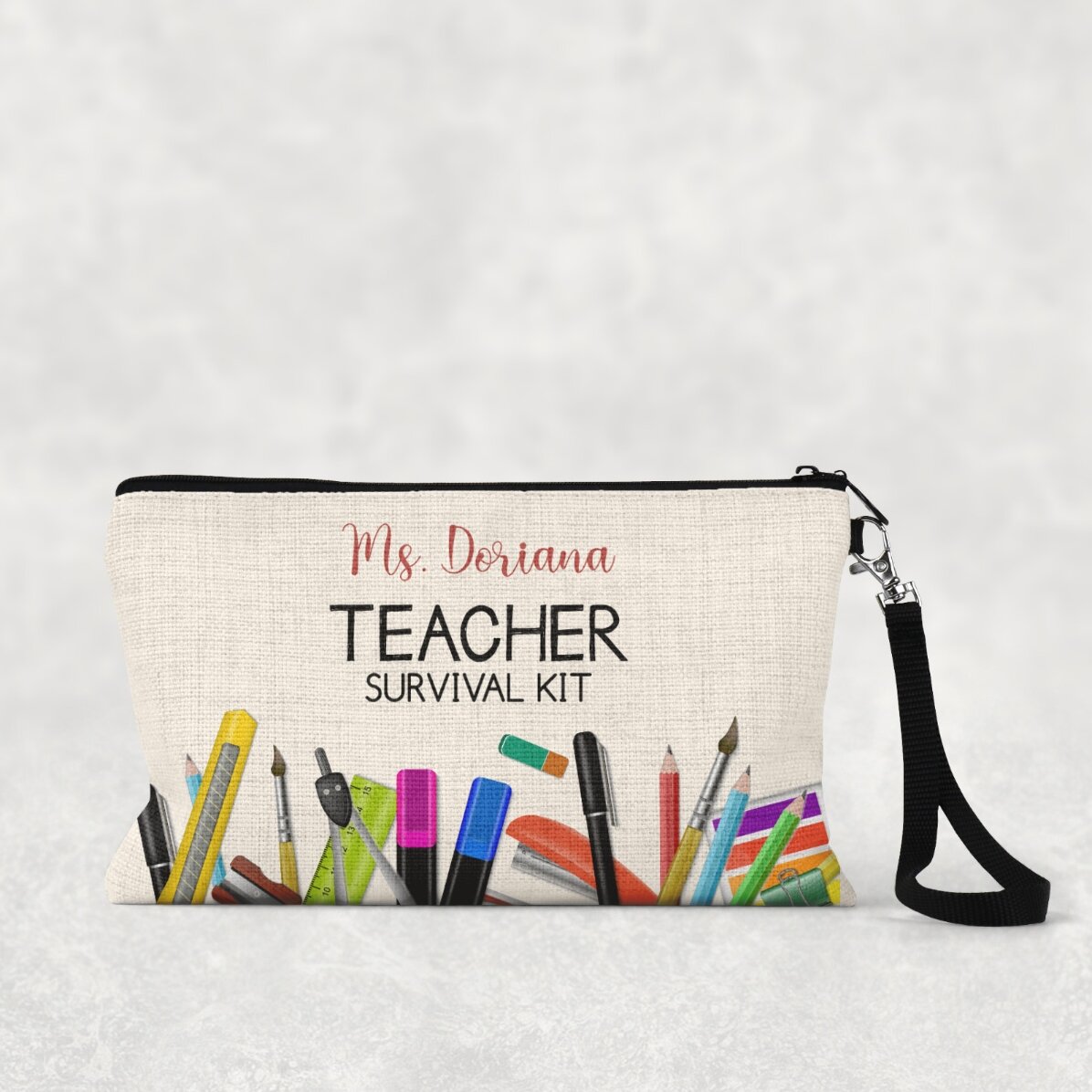 Kit para profesores personalizado con texto: «Survival kit»