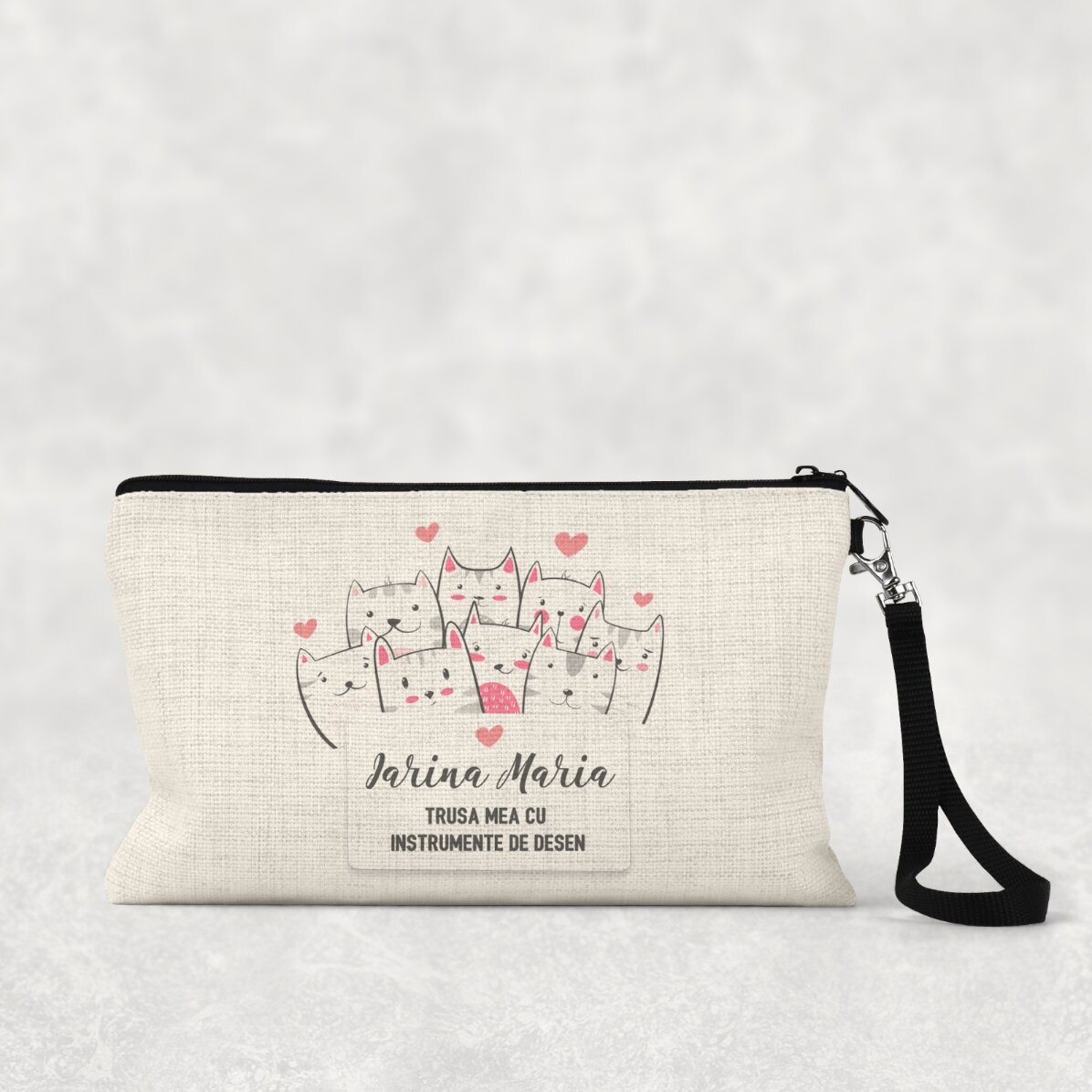 Estuche escolar personalizado con texto - Kitty