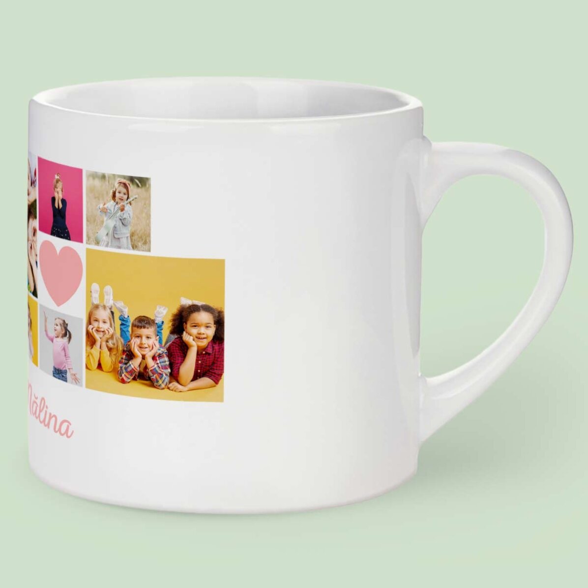 Taza personalizada para niños con 6 fotos y texto
