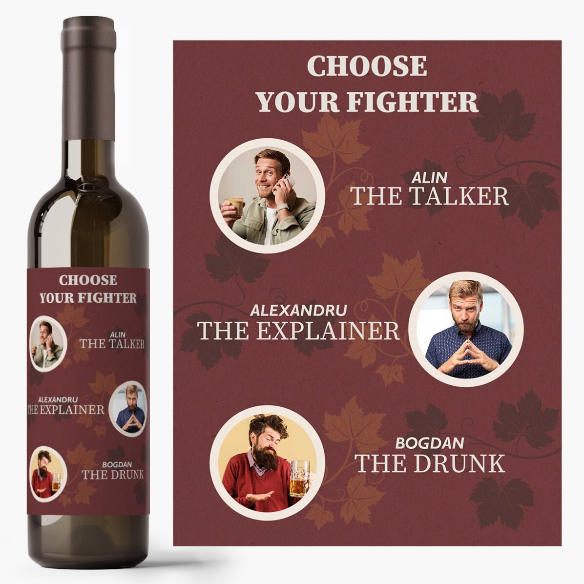 Vino personalizado con 3 fotos y texto - Friendship Roles