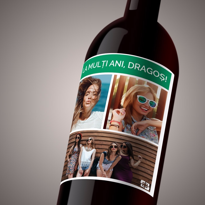 Vino personalizado con 3 fotos y un texto