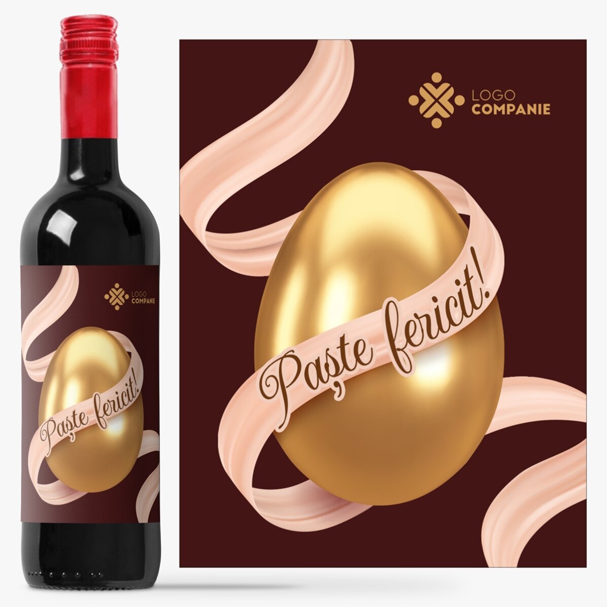 Vino personalizado con logotipo - Feliz Pascua