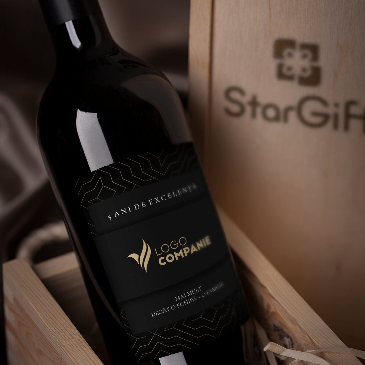 Vino personalizado con logotipo y texto