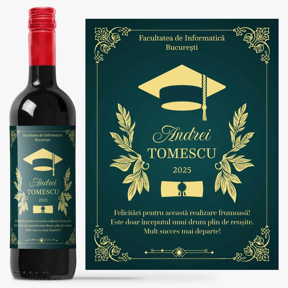 Vino personalizado con mensaje: «Graduado»