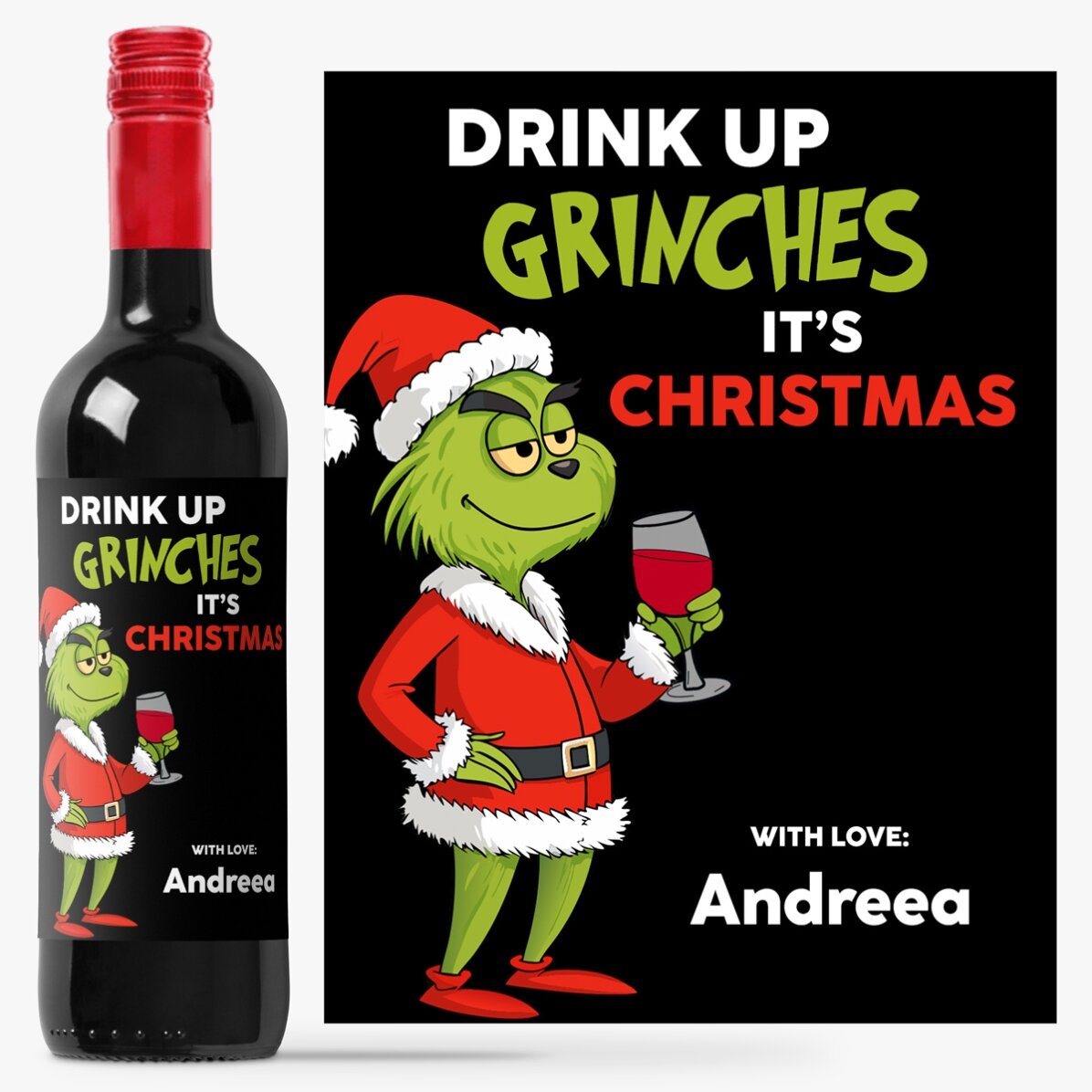 Vino personalizado con mensaje - El Grinch