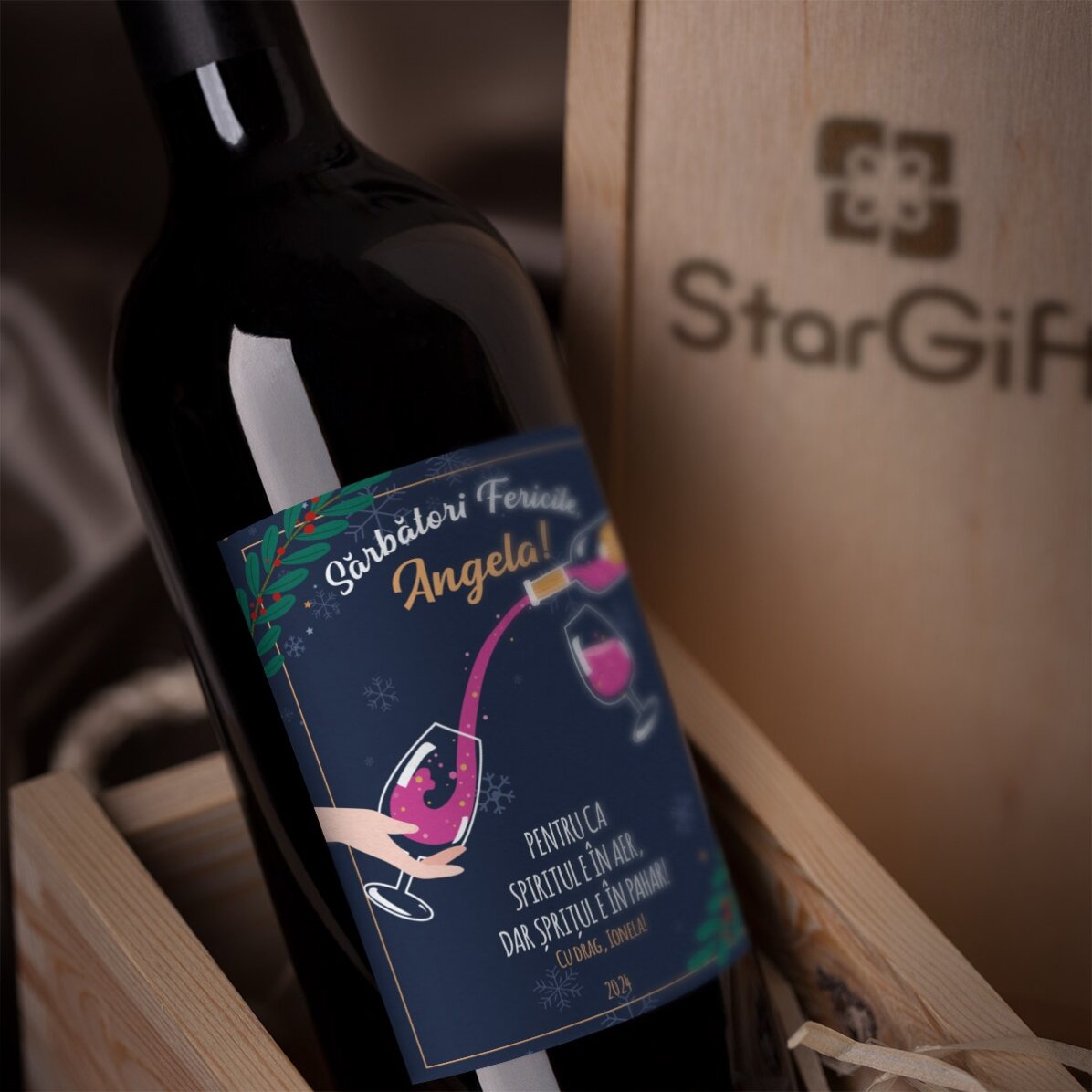 Vino personalizado con mensaje - El espíritu navideño
