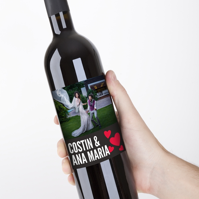 Vino personalizado con una foto para una pareja