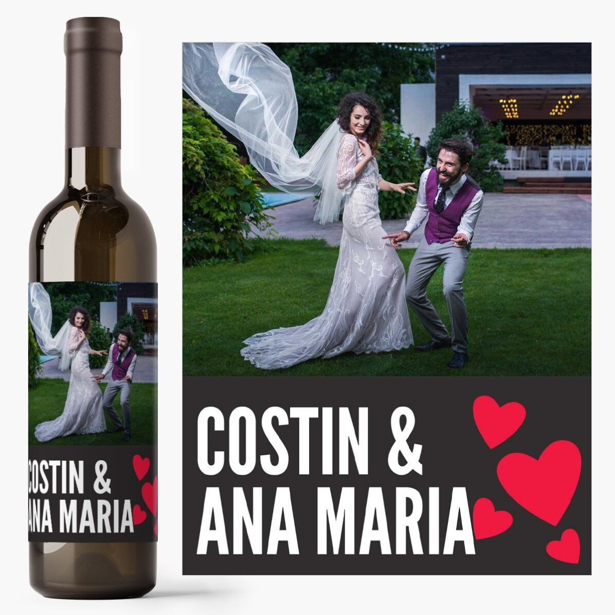 Vino personalizado con una foto para una pareja