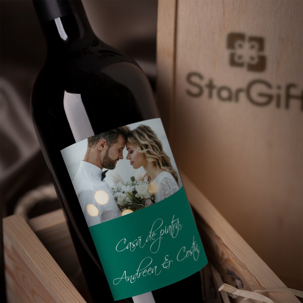 Vino personalizado con una foto para la boda