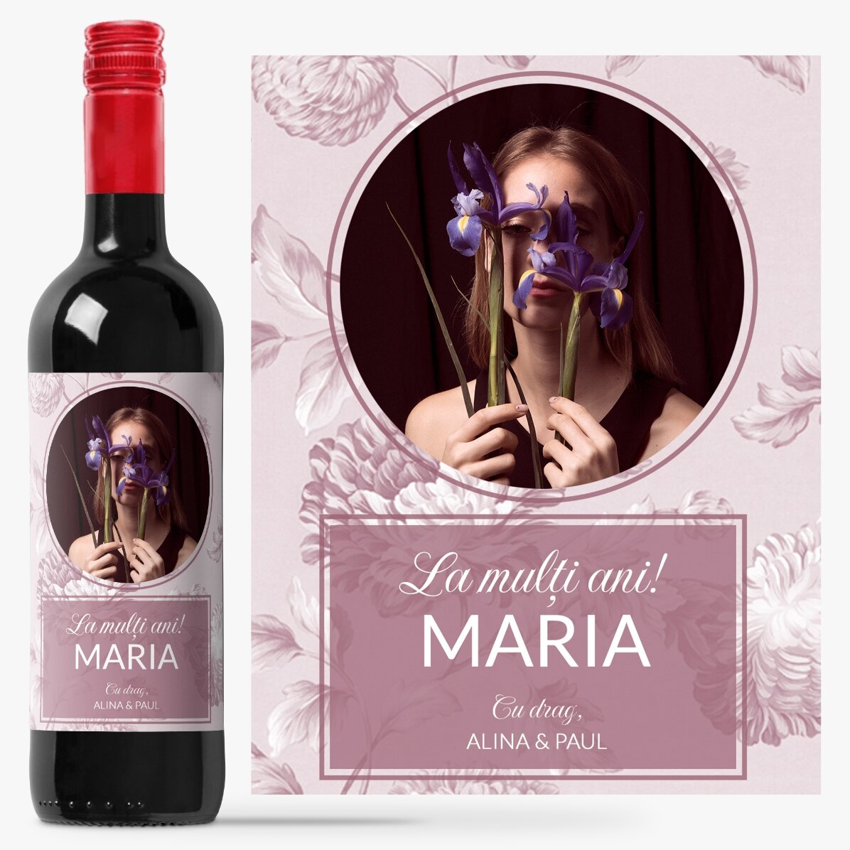 Vino personalizado con una foto y un mensaje - Onomástica