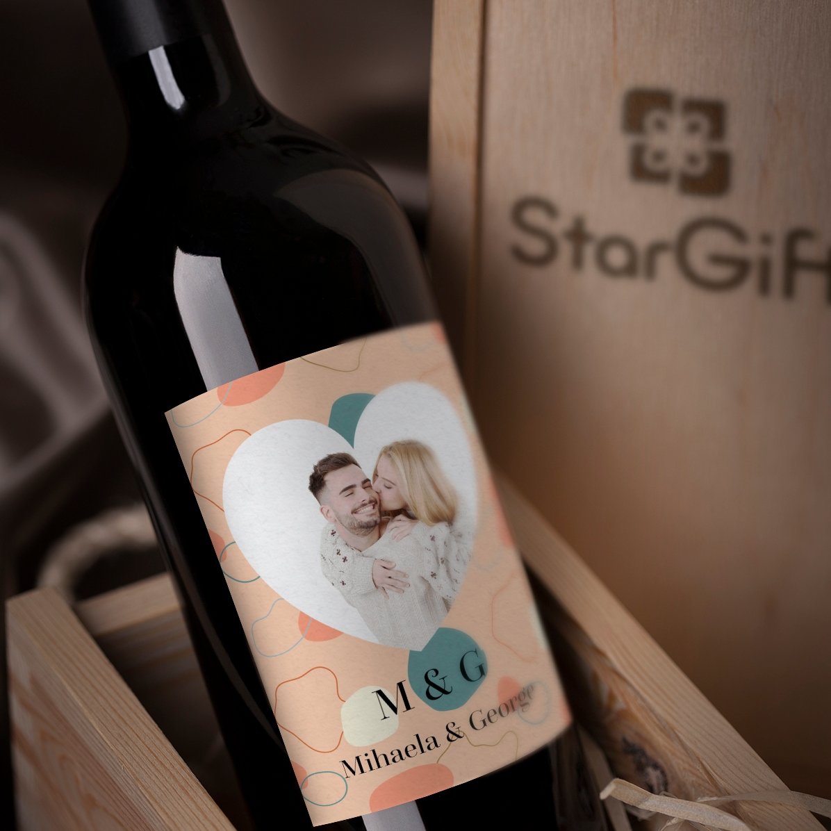 Vino personalizado con foto y texto - Abstract