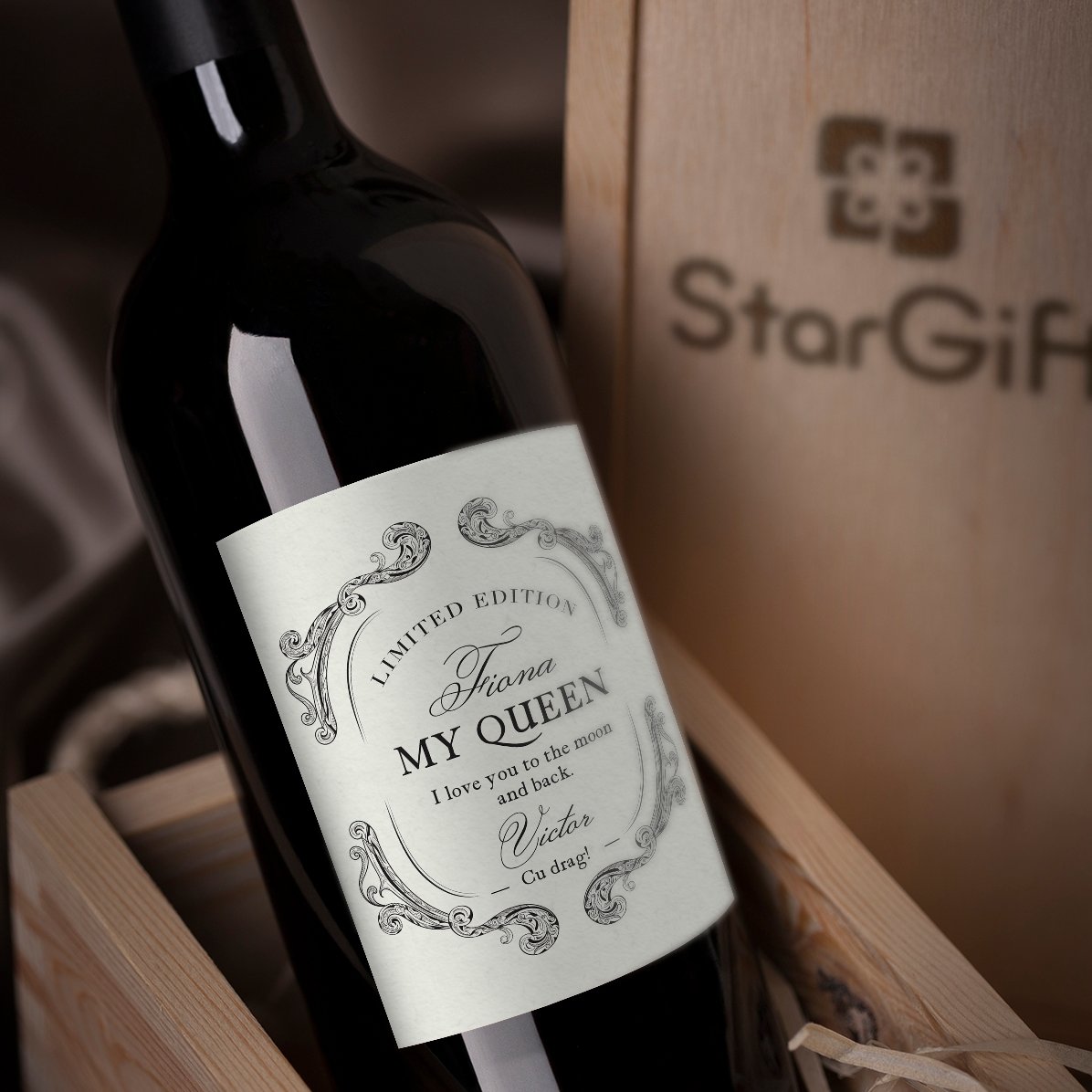 Vino personalizado con texto - Antique
