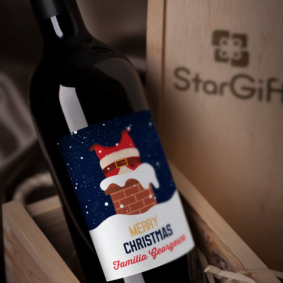 Vino personalizado con texto: «¡Salud!»