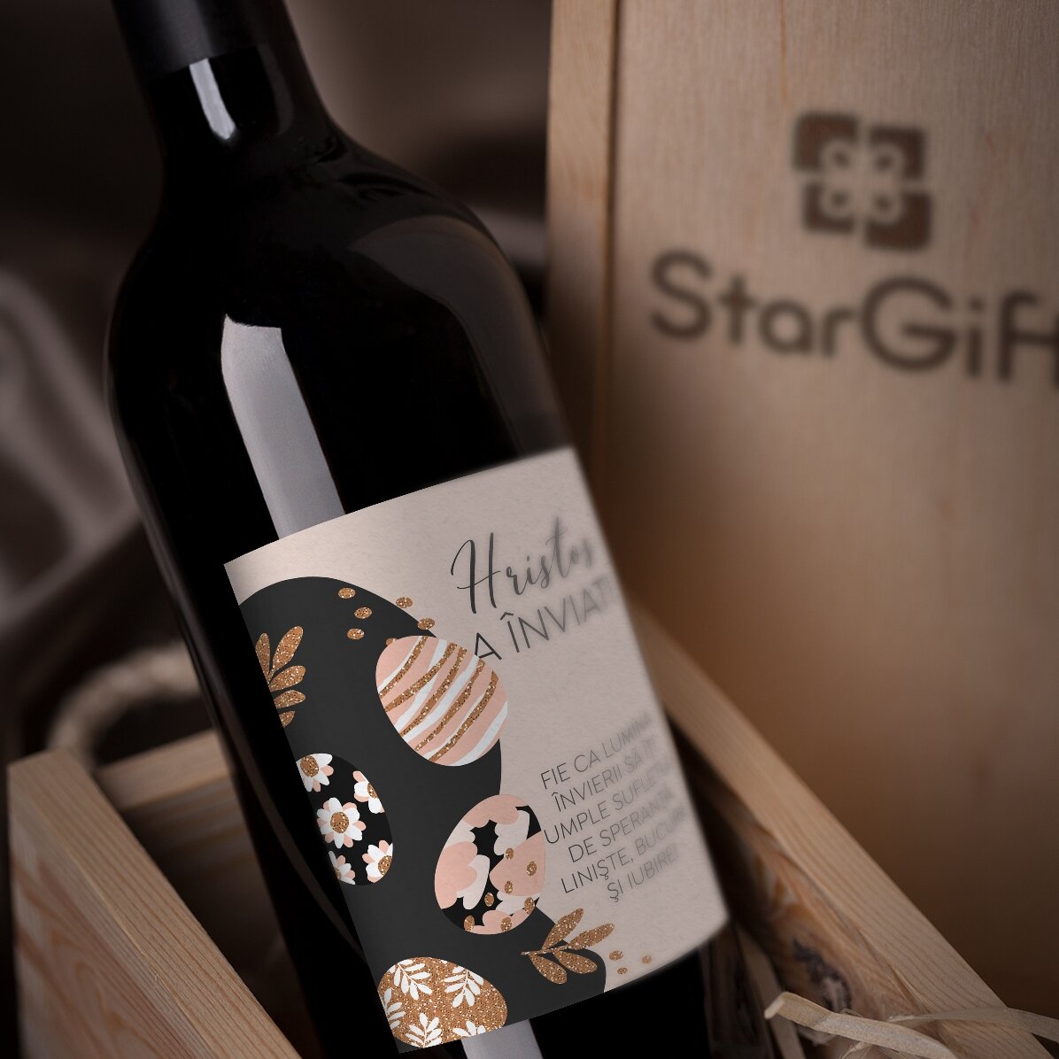 Vino personalizado con texto - Huevos de Pascua