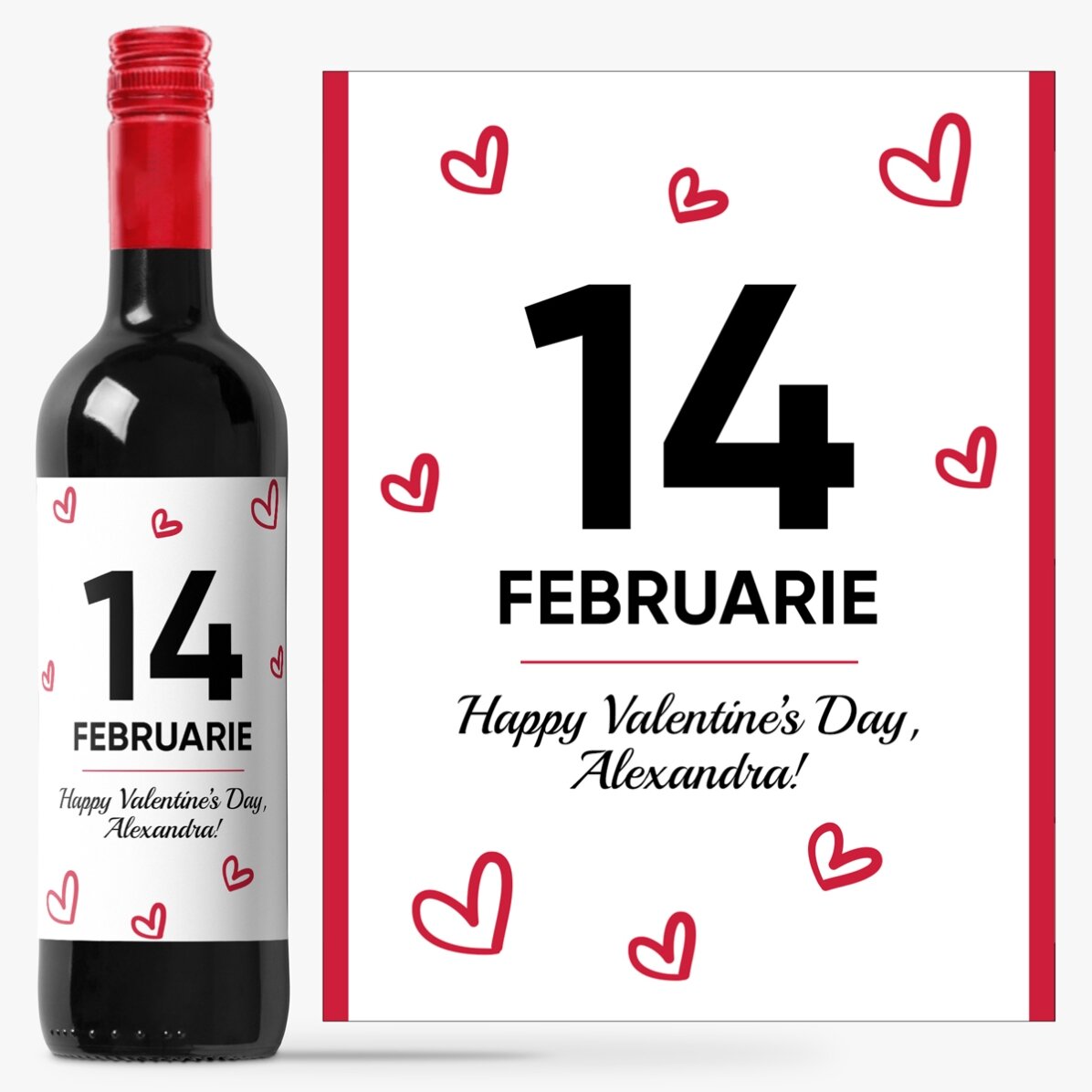 Vino personalizado con texto - Corazones