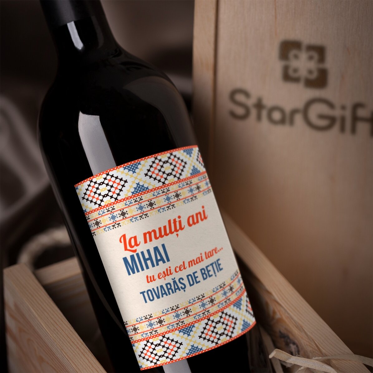 Vino personalizado con texto - Modelo Traditional