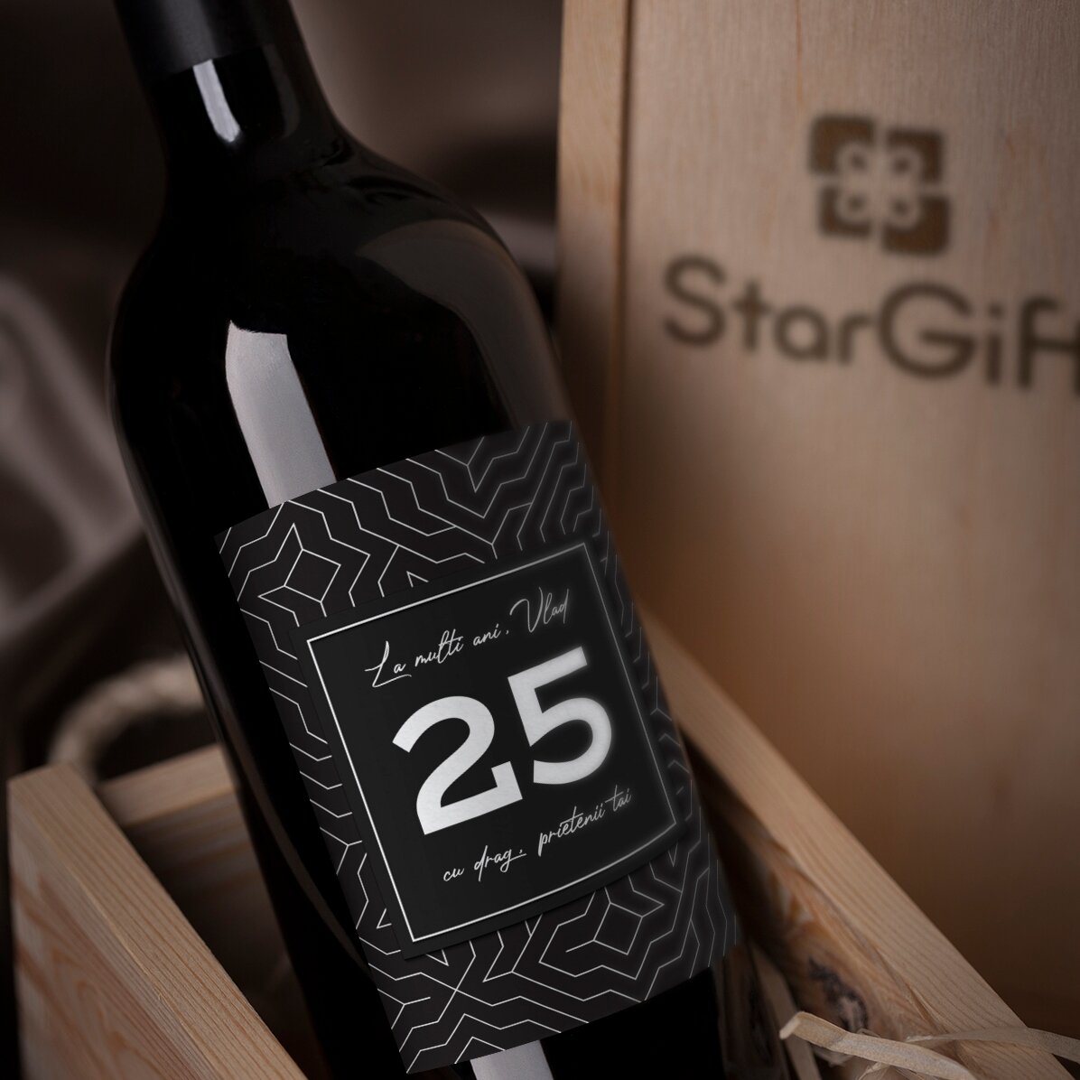 Vino personalizado con texto - Moderno