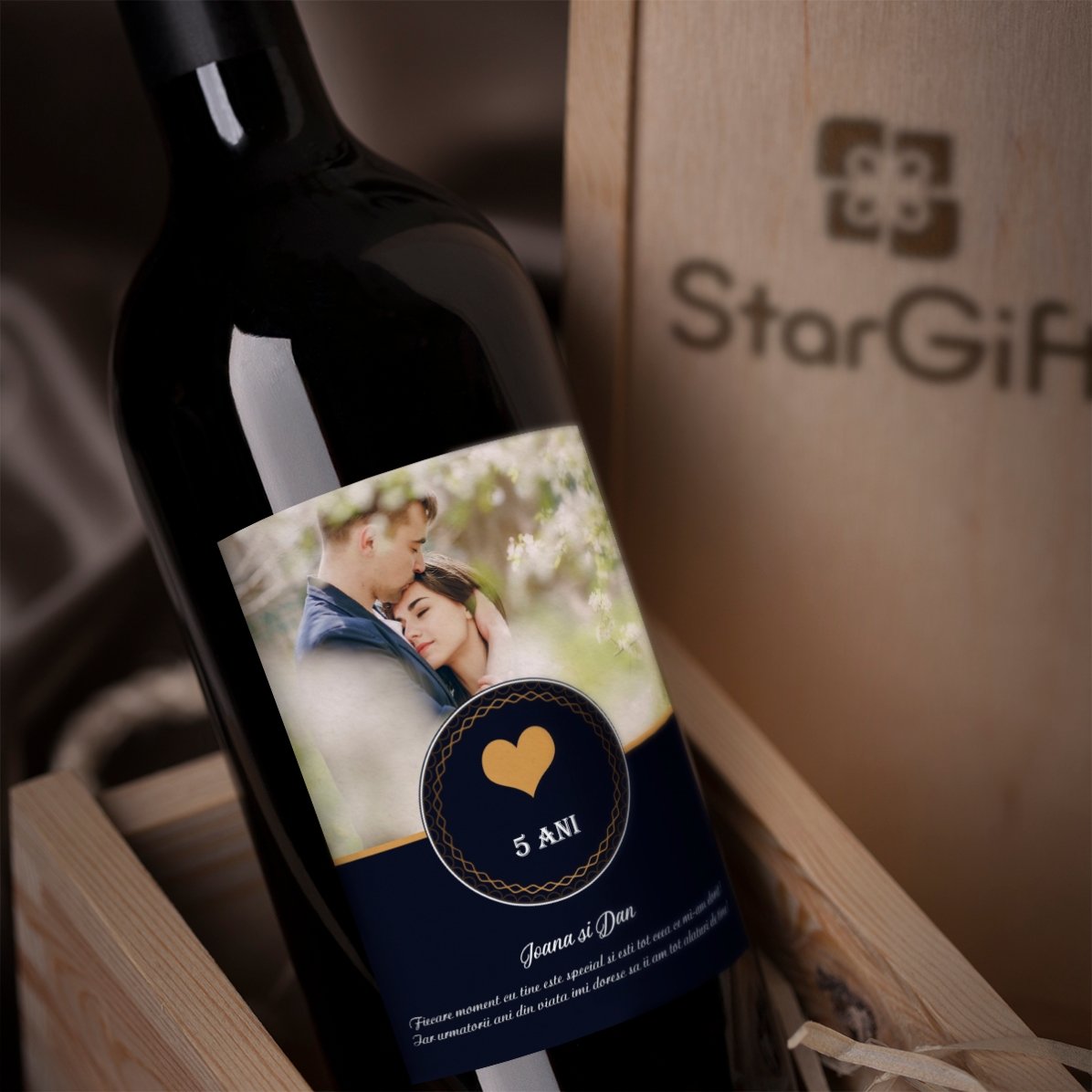 Vino personalizado con foto y texto - Momentos