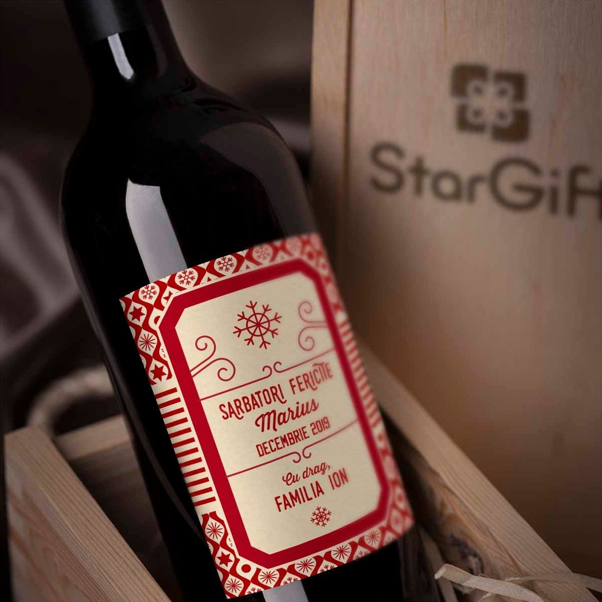Vino personalizado con texto - Modelo de Navidad