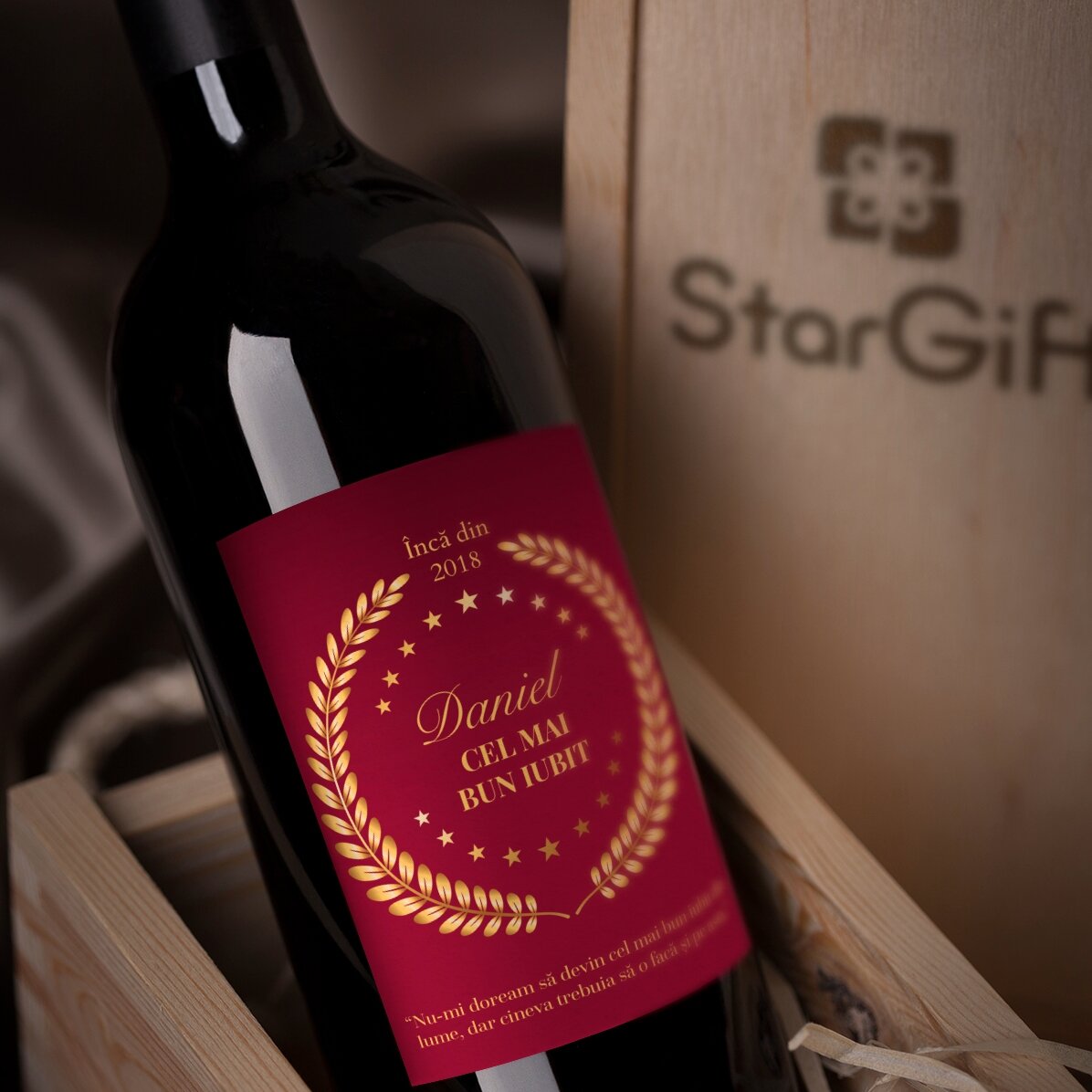 Vino personalizado con un mensaje para mi novio: «El mejor novio»