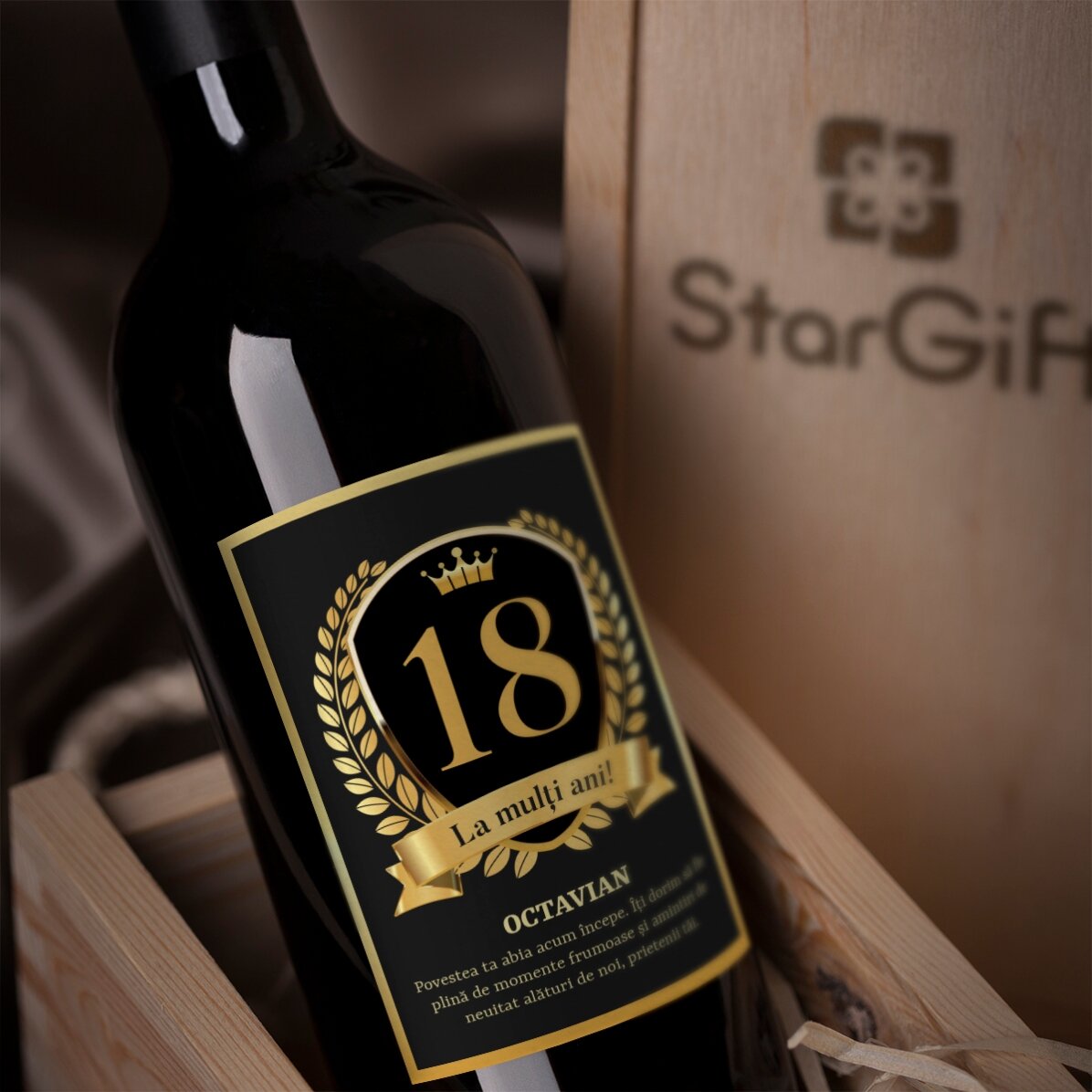 Vino personalizado con un mensaje para celebrar la mayoría de edad
