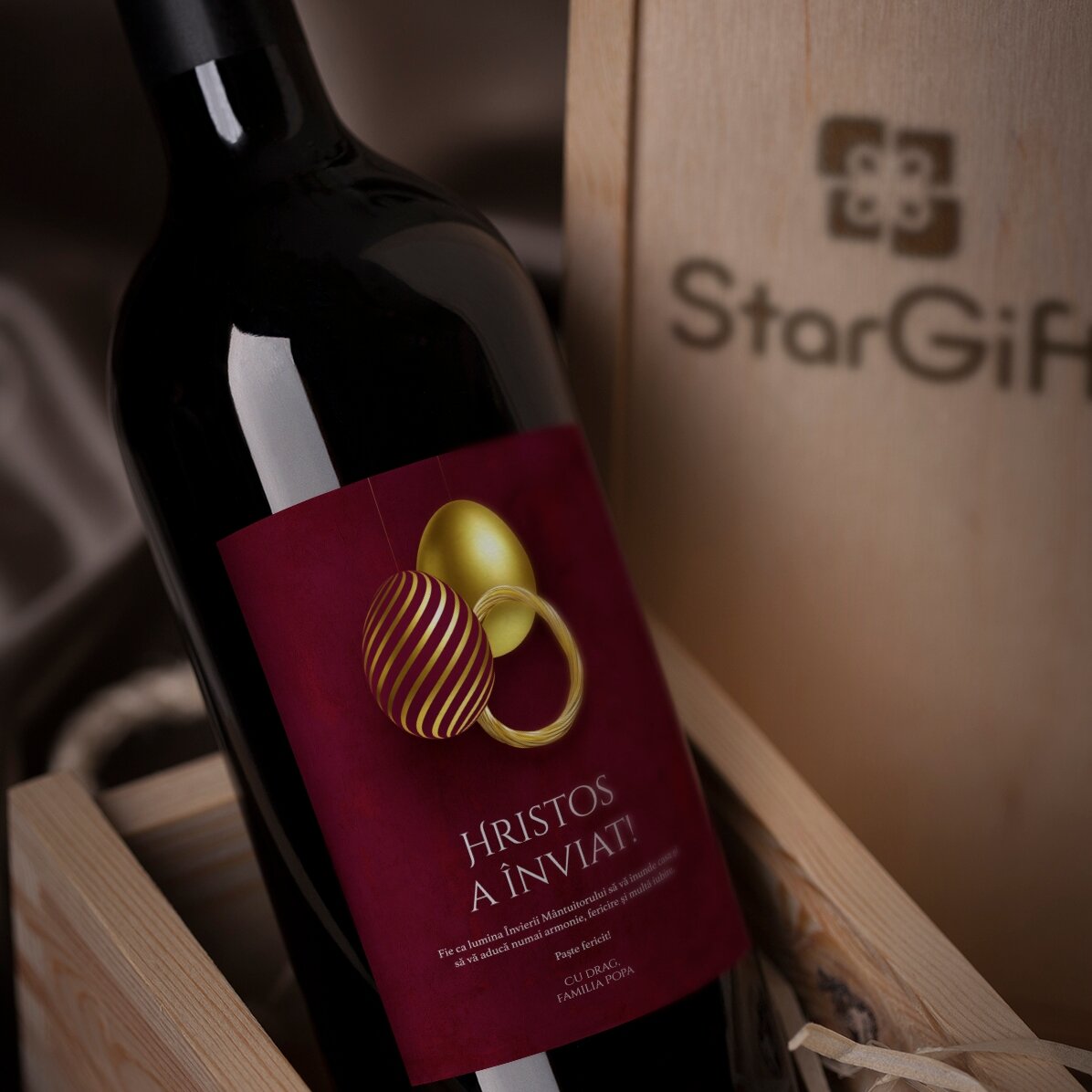 Vino personalizado con un mensaje para Pascua: ¡Cristo ha resucitado!