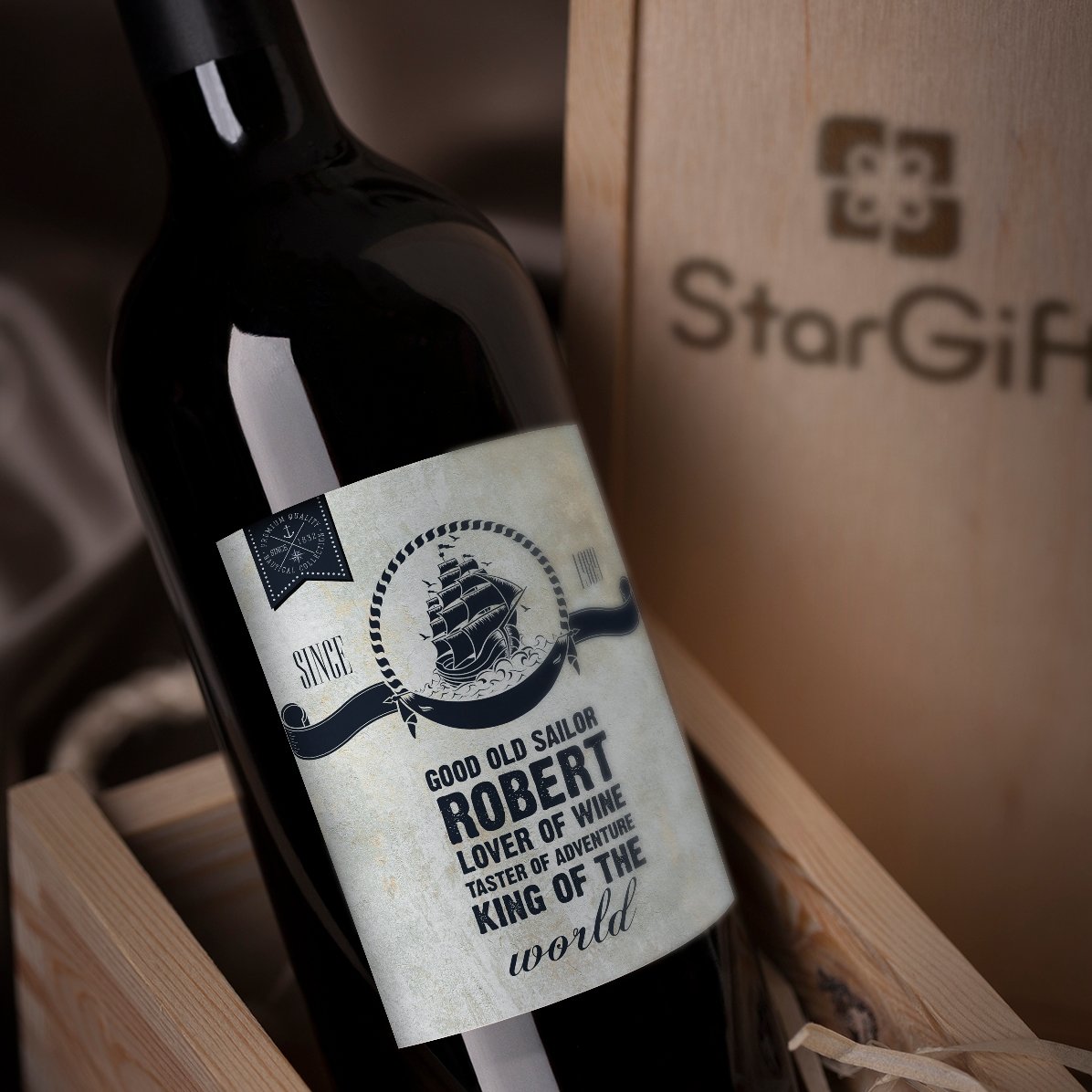 Vino personalizado con texto - Sailor