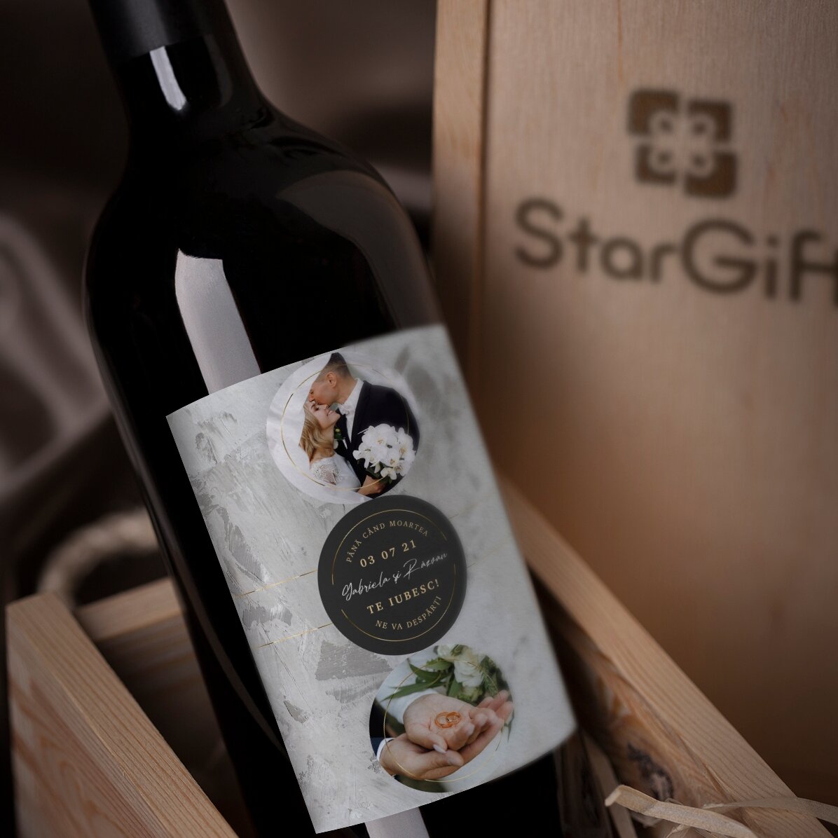 Vino personalizado con texto y 2 fotos - Para siempre