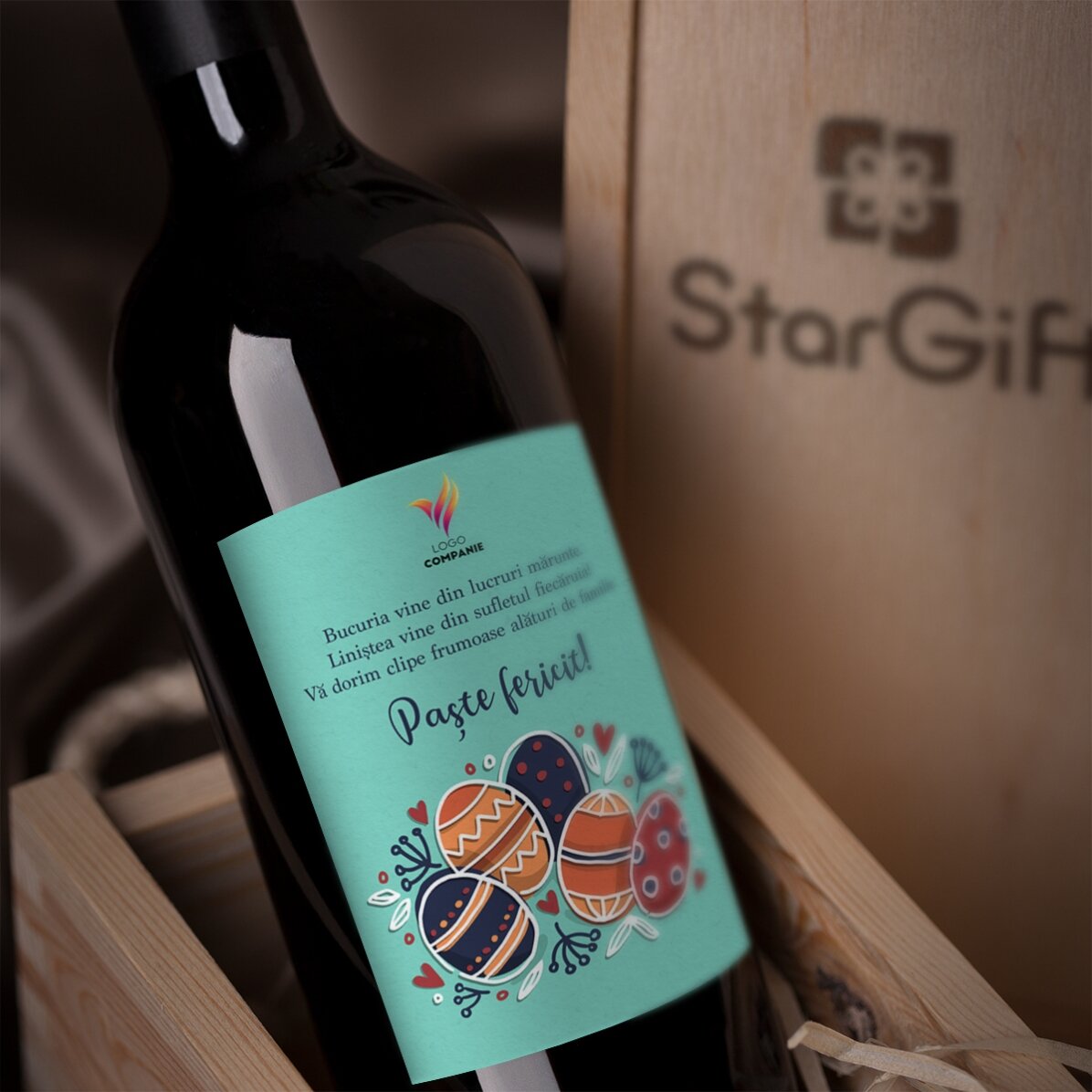 Vino personalizado con texto y logotipo para Semana Santa