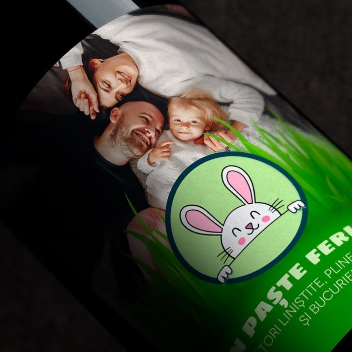 Vino personalizado con texto y foto: ¡Feliz Pascua!