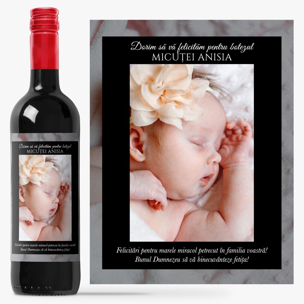 Vino personalizado con texto y foto para cumpleaños