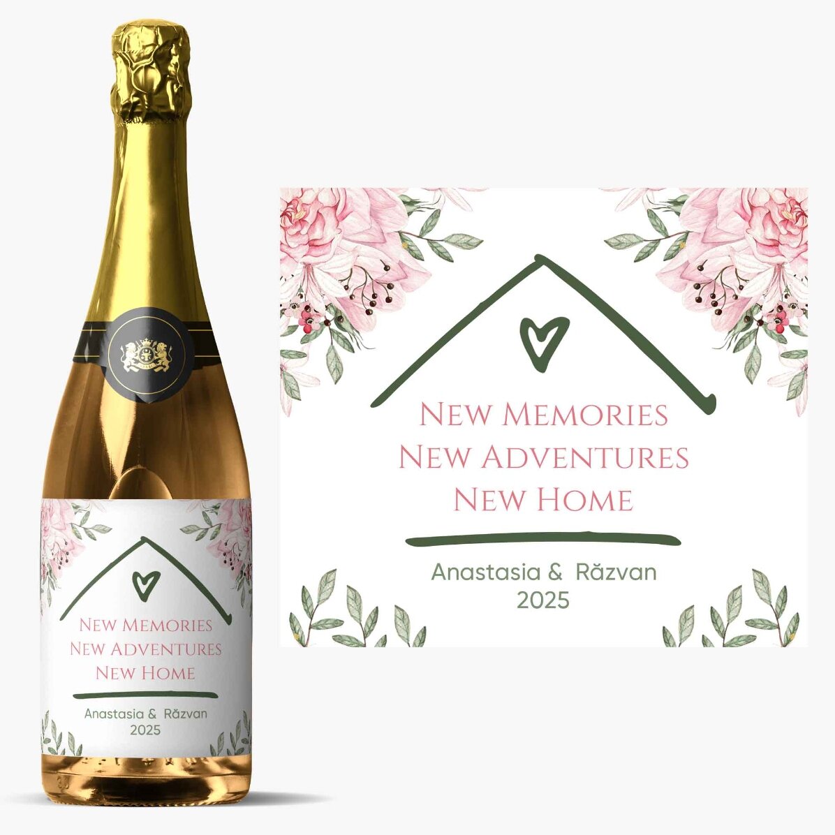 Vino espumoso personalizado con mensaje - New Home