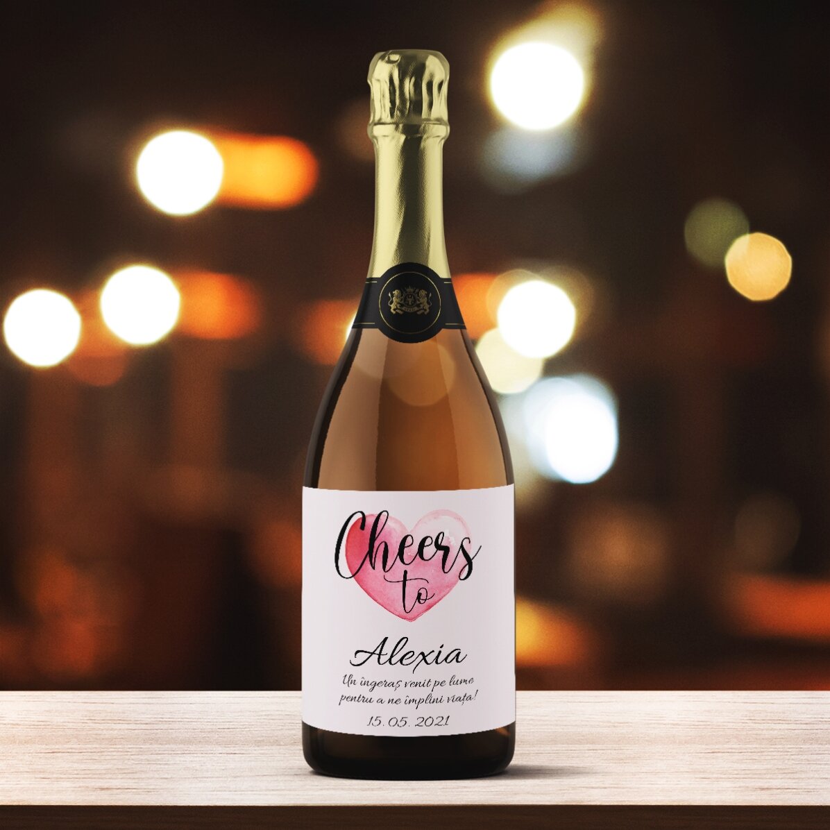 Vino espumoso personalizado con texto - ¡Salud por...!