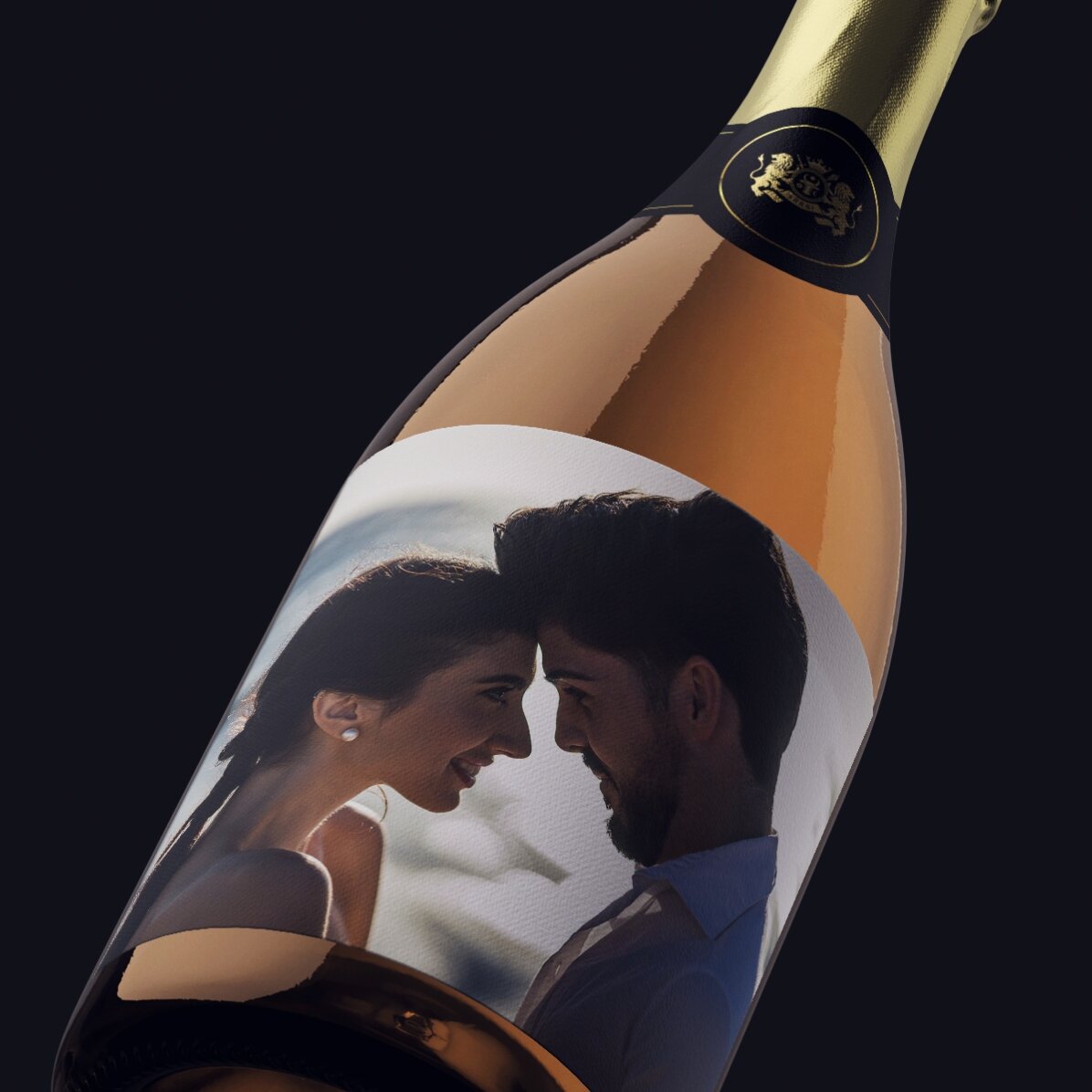 Vino espumoso personalizado con una foto