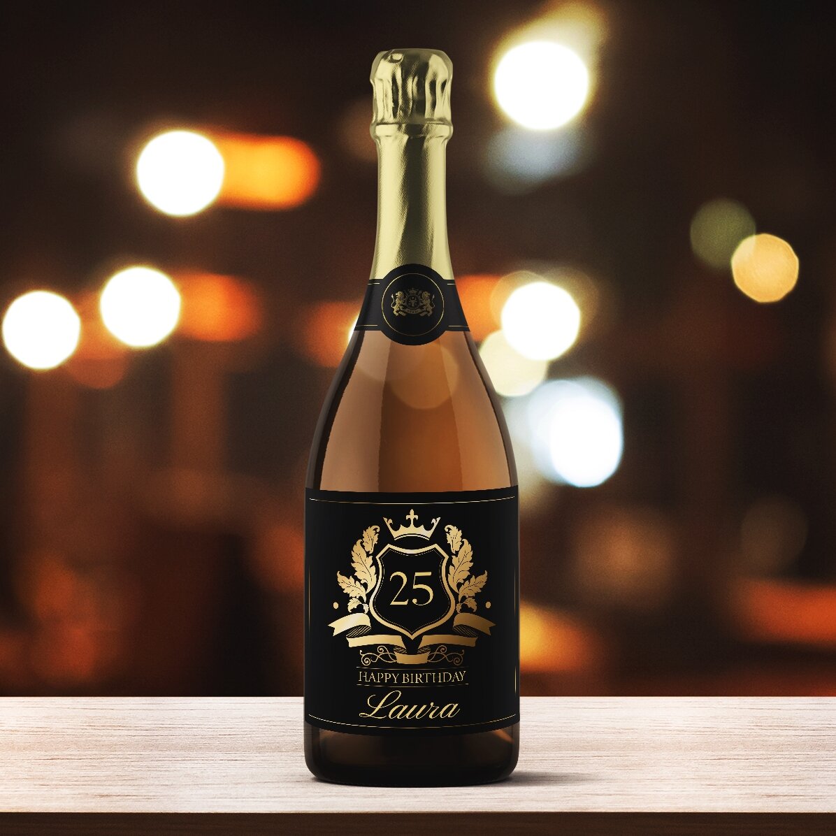 Vino espumoso personalizado con texto - Royalty